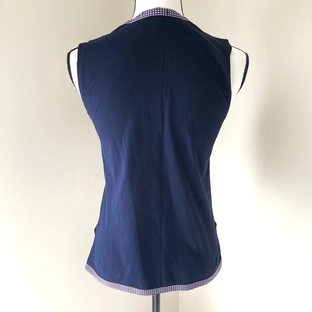 NWOT J Crew Navy Split Neck Sleeveless Top XS